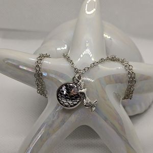 Silver Mermaid and Scales Charm Necklace